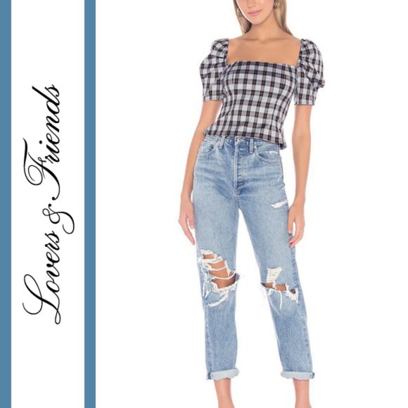 Lovers + Friends | 'Ferah' Plaid Square Neck Top - Picture 1 of 12